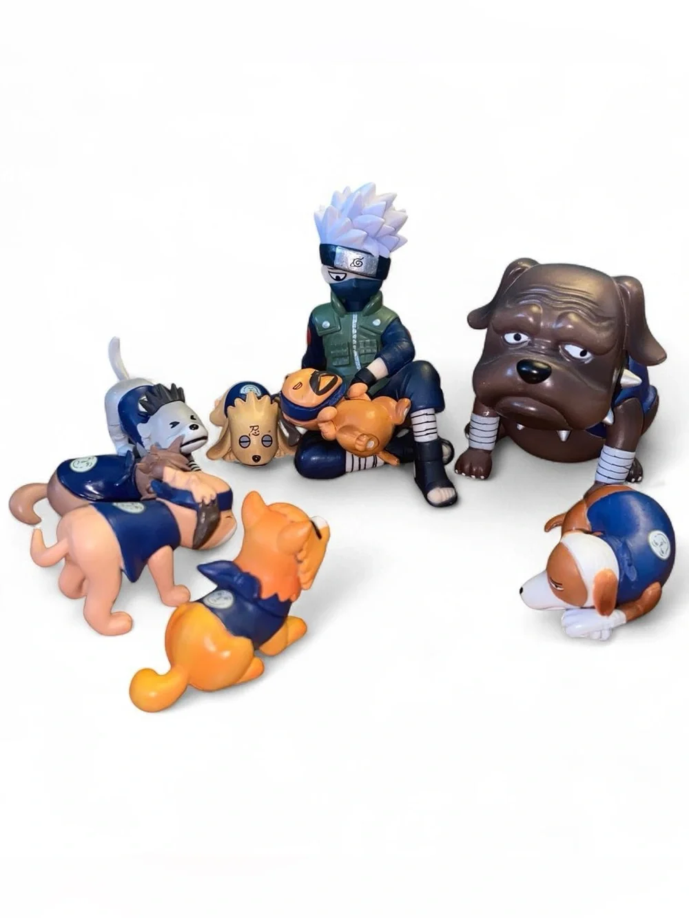 Naruto Kakashi with Ninja Dog Figures Set - Blue and Brown